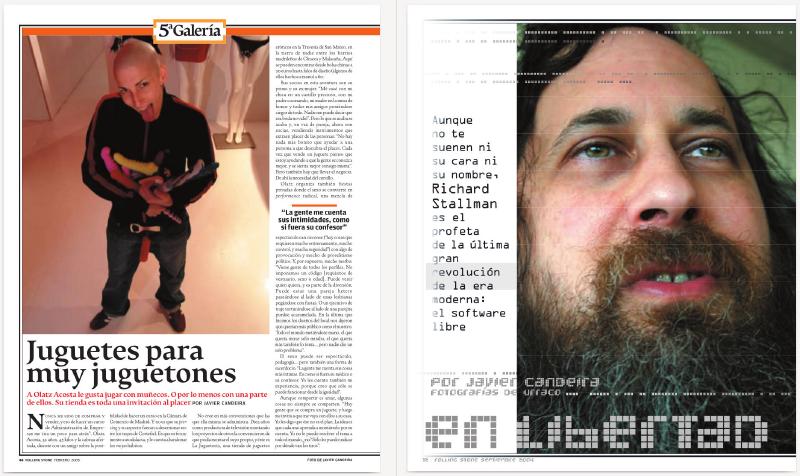 Olatz Acosta sells dildoes. Richard Stallman runs the Free Software Foundation. Together, they fight crime! Foto credits: Olatz Acosta - Javier Candeira; Richard Stallman - Urraco